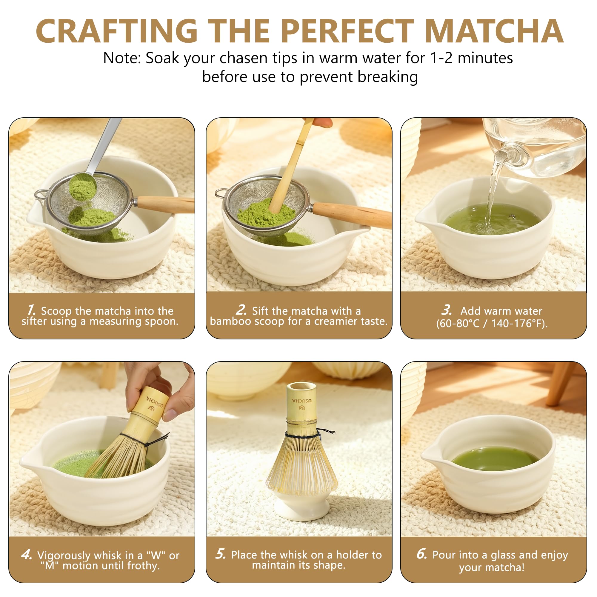 USUCHA matcha cup with straw for convenient sipping