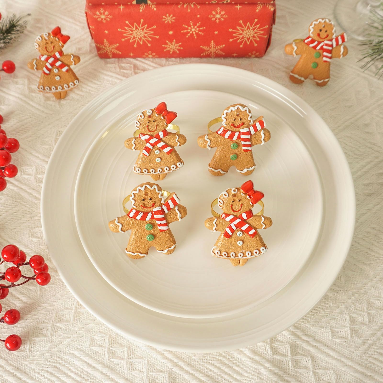 Utalek gingerbread boy napkin ring closeup showing craftsmanship