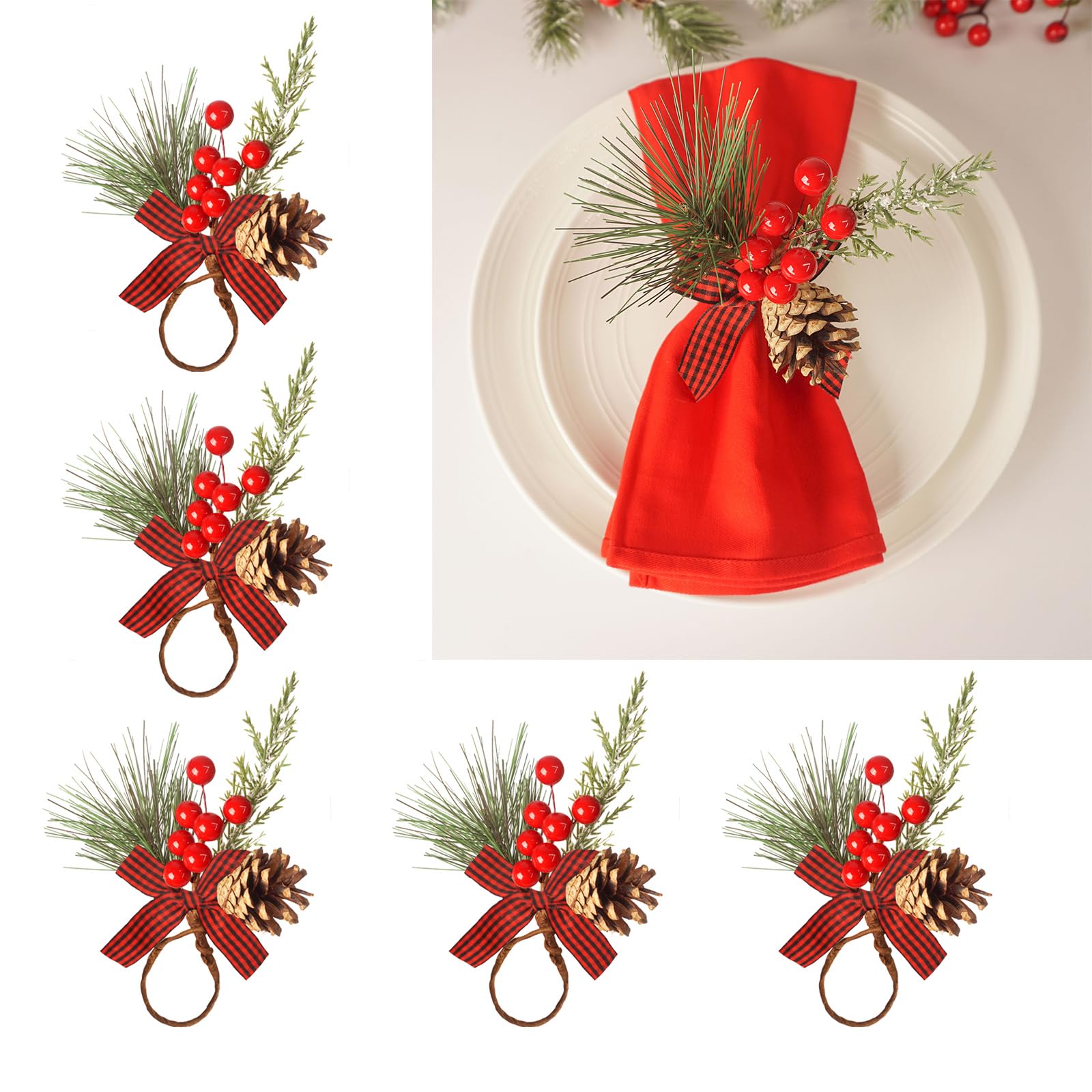 Utalek pine cone napkin ring set of 6 enhances festive table presentation.