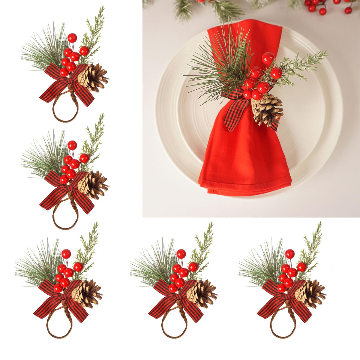 Utalek pine cone napkin ring set of 6 enhances festive table presentation.