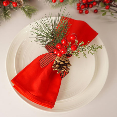 Utalek realistic pine cone look napkin ring supports reusable holiday decor.