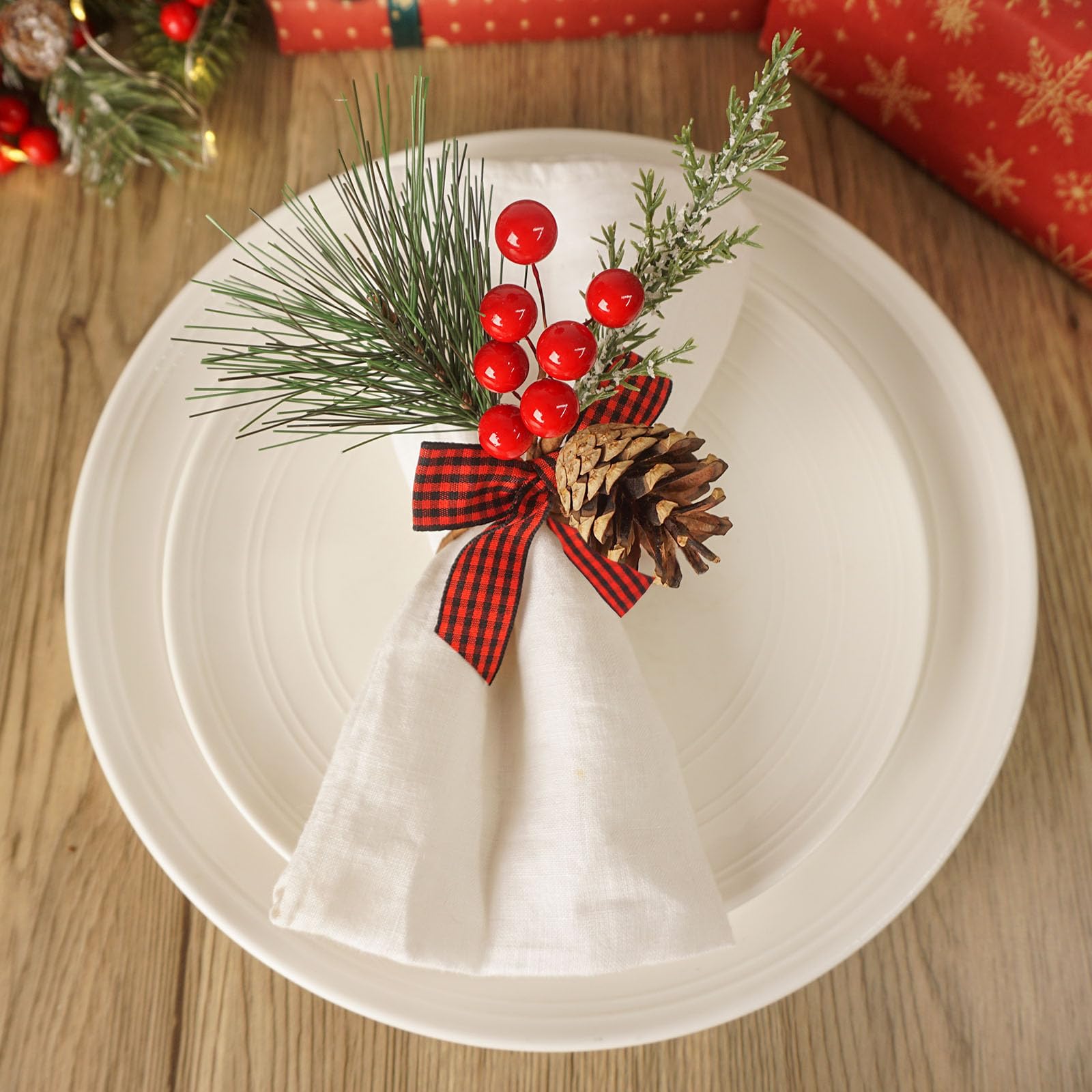 Utalek snowflake and bowknot napkin ring adds refined Christmas charm.