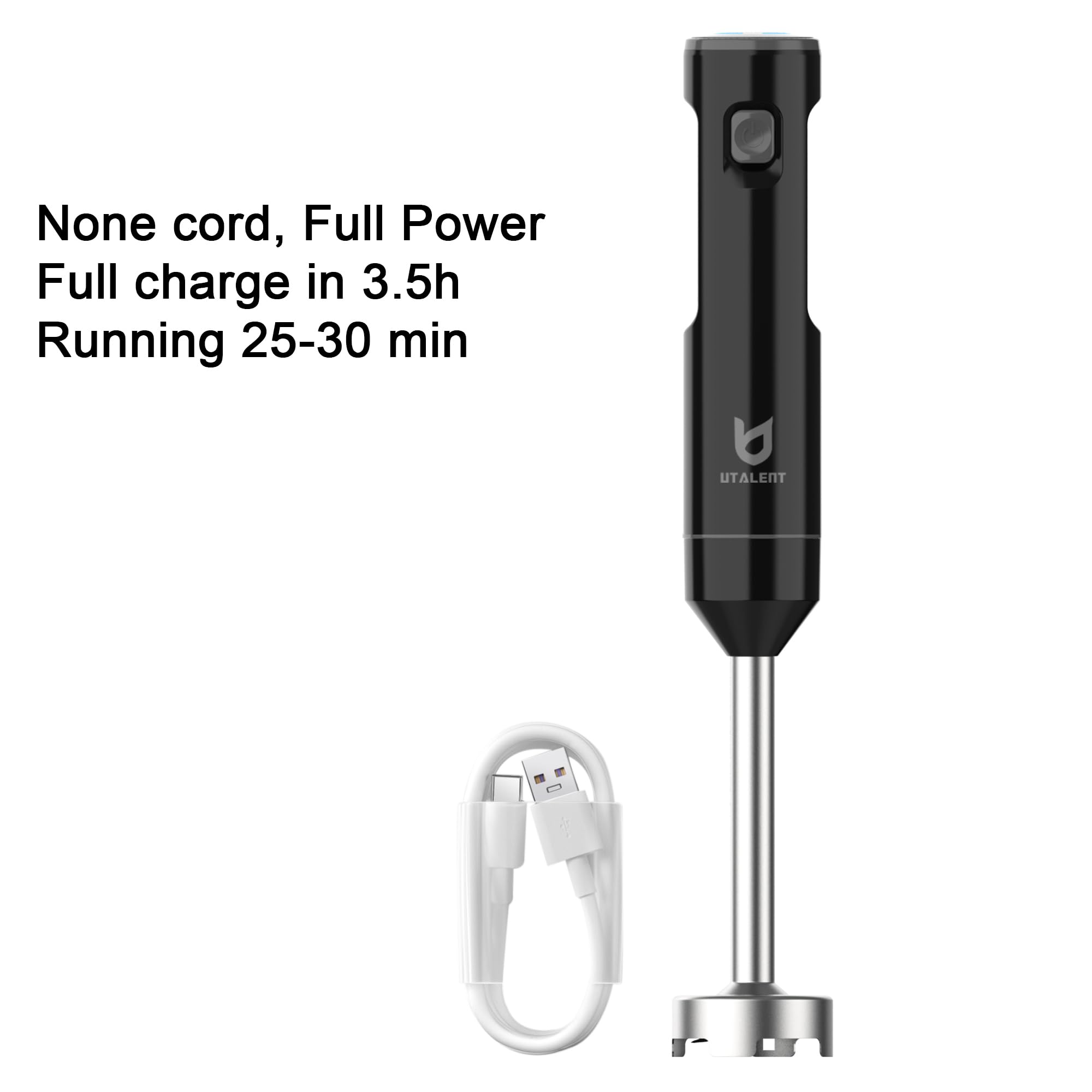 UTALENT 8 inch blender arm showing powerful blades ideal for smoothies.