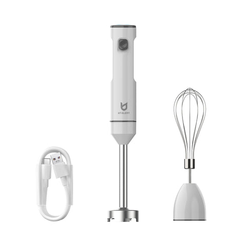 UTALENT cordless hand blender 8-inch arm for smooth soups and sauces.