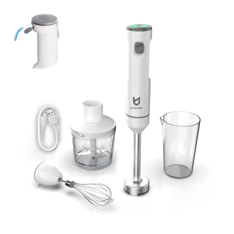 UTALENT cordless hand blender blade arm for smooth blends in sauces and smoothies.
