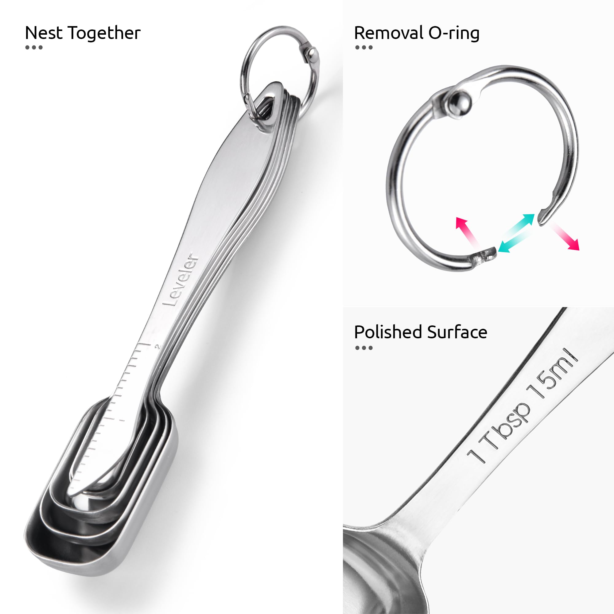 Arched handles provide comfortable grip while using U-Taste spoons for cooking and baking.