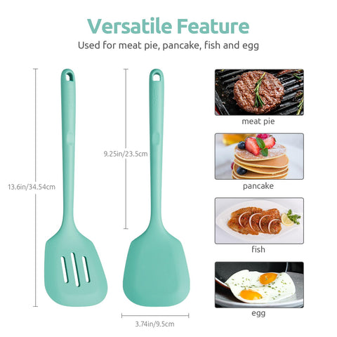 U-Taste Aqua Sky slotted silicone turner showing wide, sturdy head.