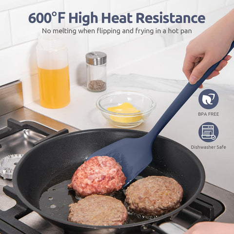 Close-up of U-Taste silicone turner showing heat resistance and smooth edge