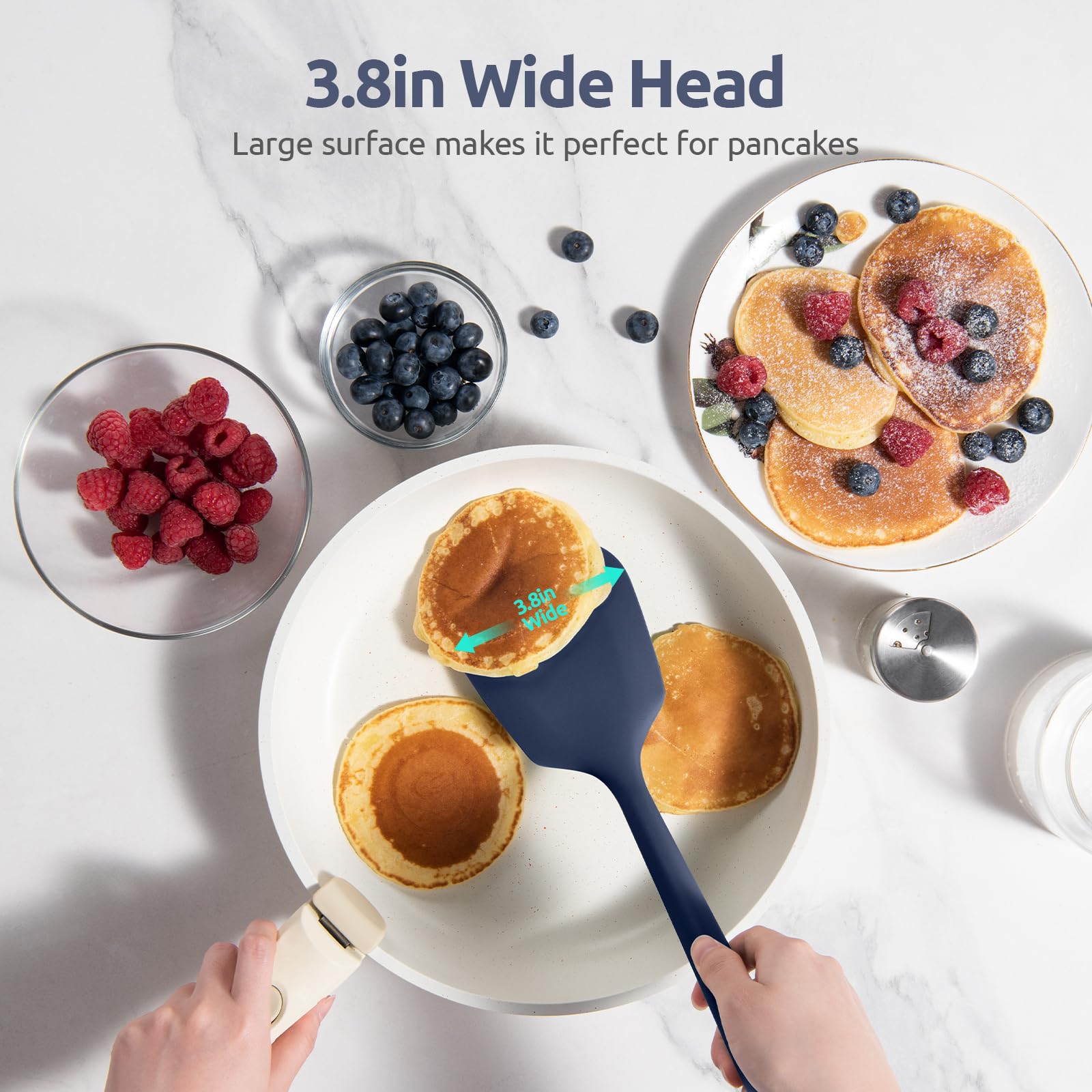 Wide angled head on U-Taste turner aids precise lifting without breaking food