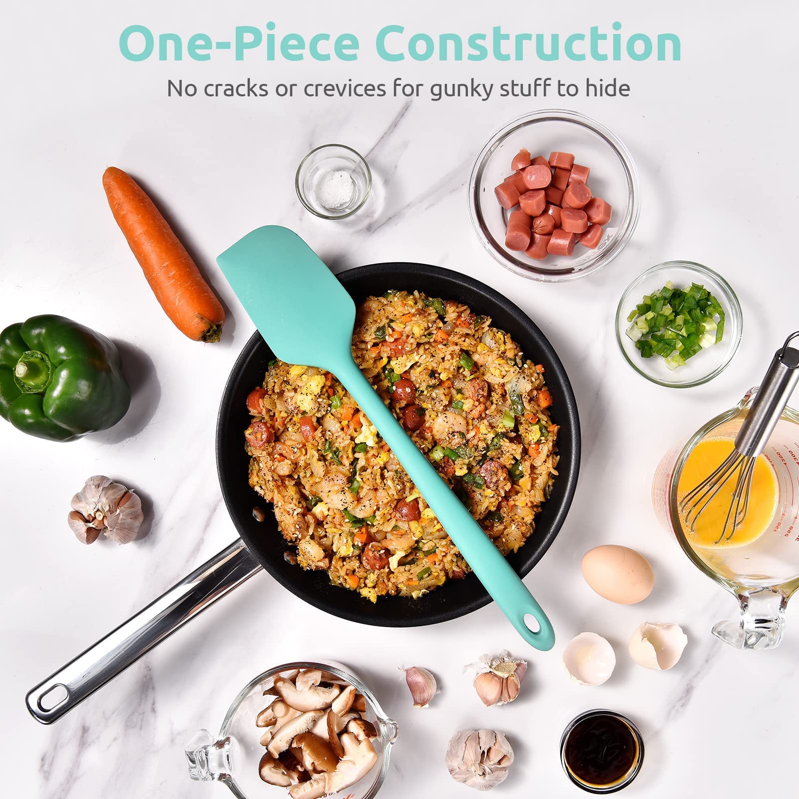 U-Taste Aqua Sky spatula works with nonstick cookware.
