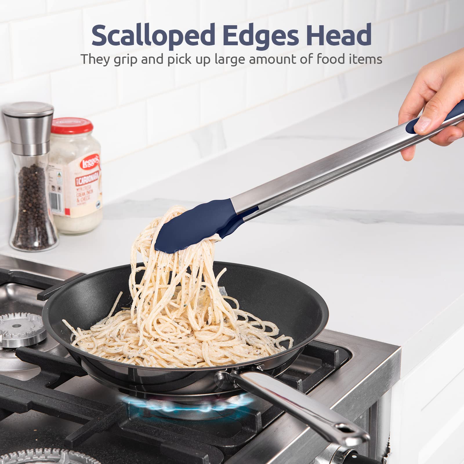 Locking mechanism on U-Taste 18/8 stainless steel handle close-up.