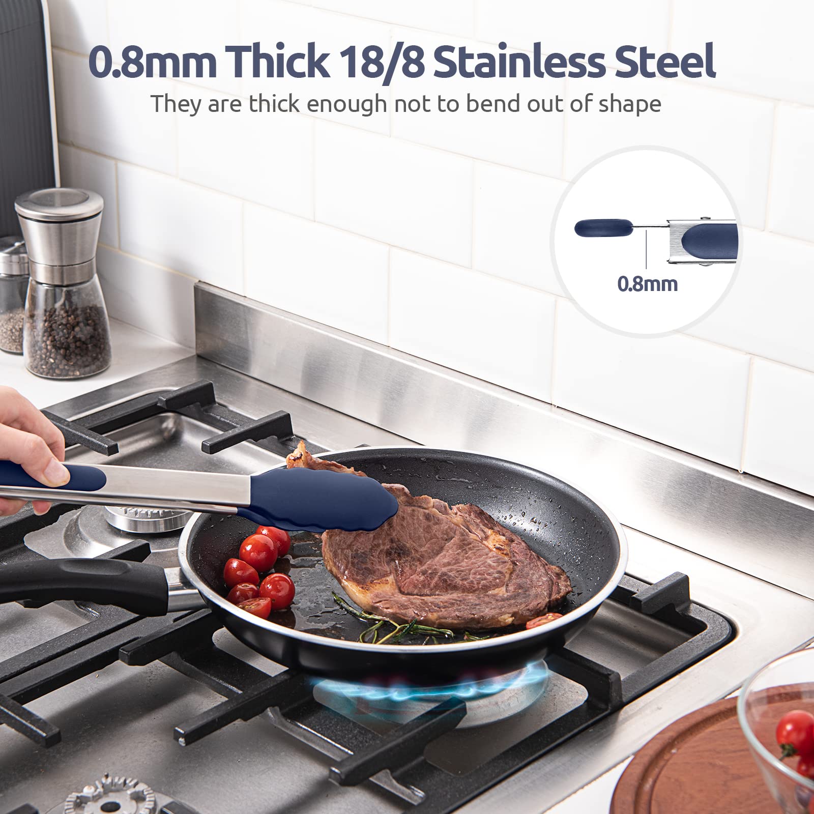 U-Taste 18/8 stainless steel handles provide durable, rust-free performance.