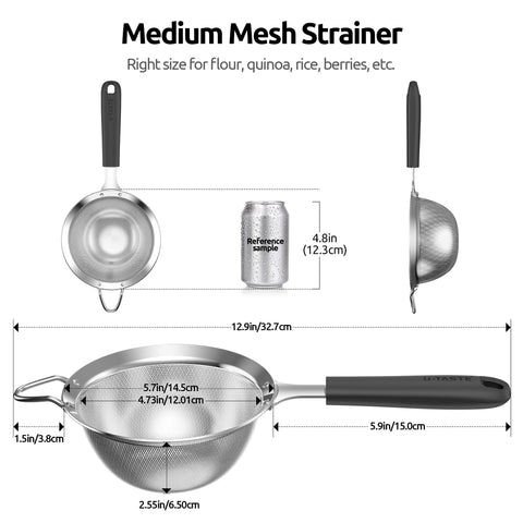 U-Taste 30-mesh screen strainer highlights riveted handle for durability and steady grip.