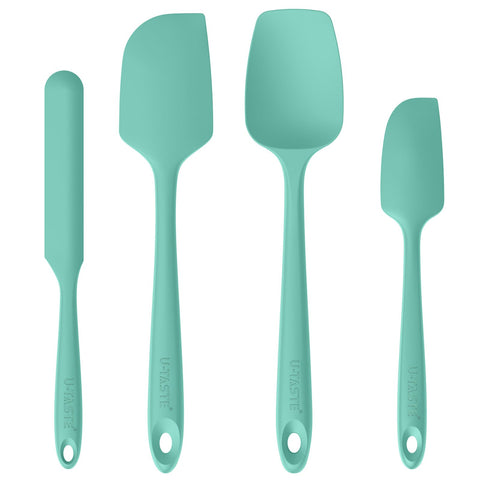 Utaste 480F heat-resistant silicone spatula in Aqua Sky for high-heat cooking and nonstick pots.