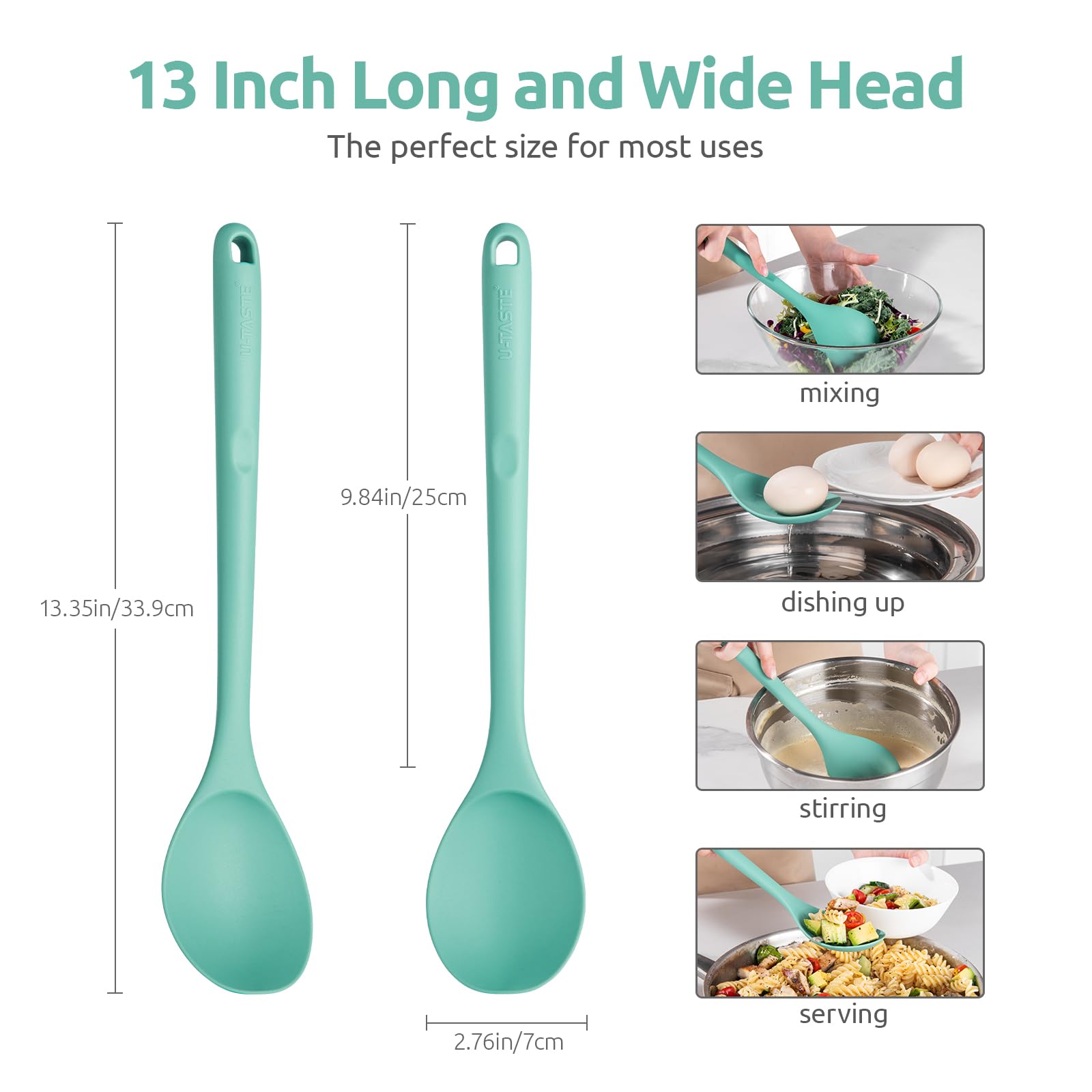 U-Taste 600°F heat-resistant silicone spoon protects cookware during everyday cooking.