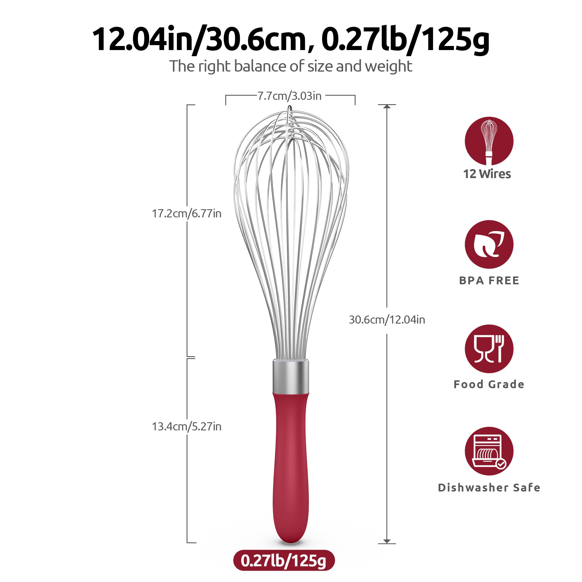 U-Taste 18/10 stainless steel wires deliver sturdy whipping for sauces and dressings