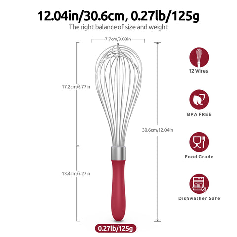 U-Taste 18/10 stainless steel wires deliver sturdy whipping for sauces and dressings
