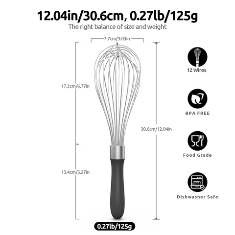 U-Taste 18/10 stainless steel wires resist rust for durable whisking