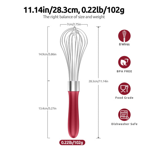 U-Taste balloon whisk featuring 8 high-flex wires for fast aeration