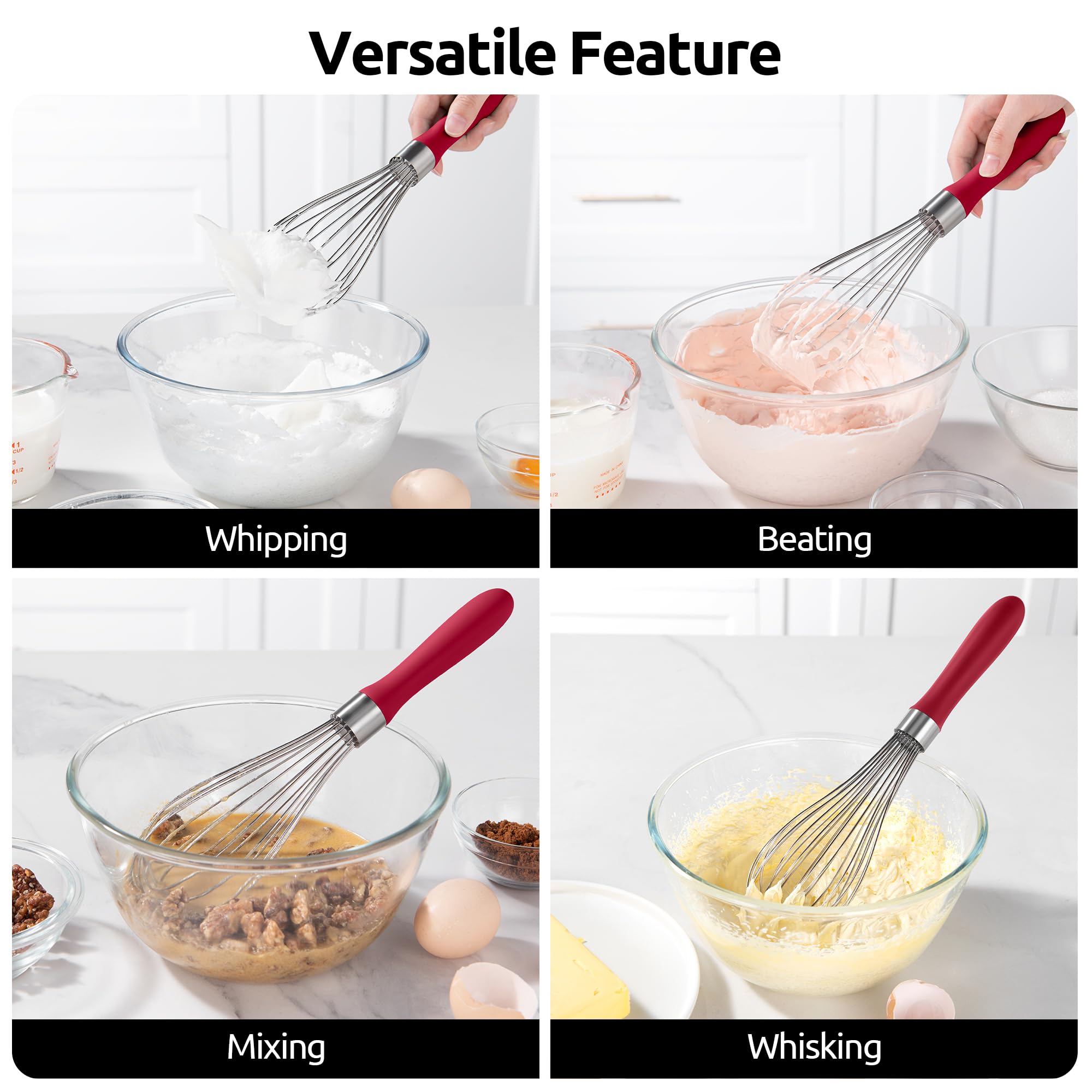 U-Taste balloon whisk in red color adds vibrant kitchen tool to your collection