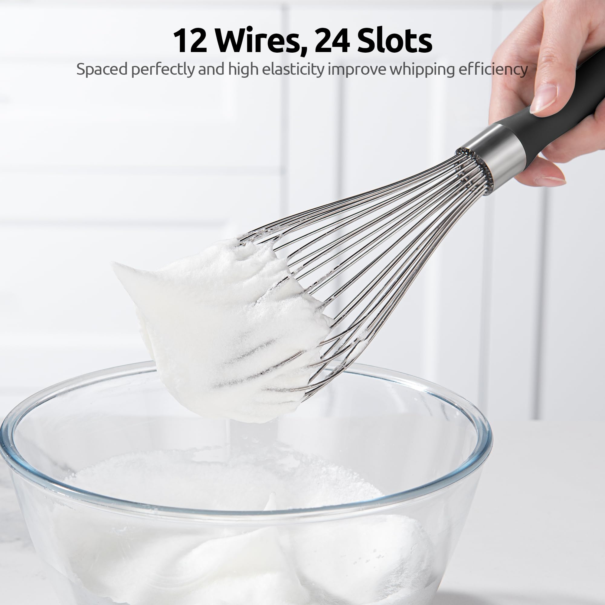 U-Taste silicone handle provides comfortable, non-slip grip during wet cooking