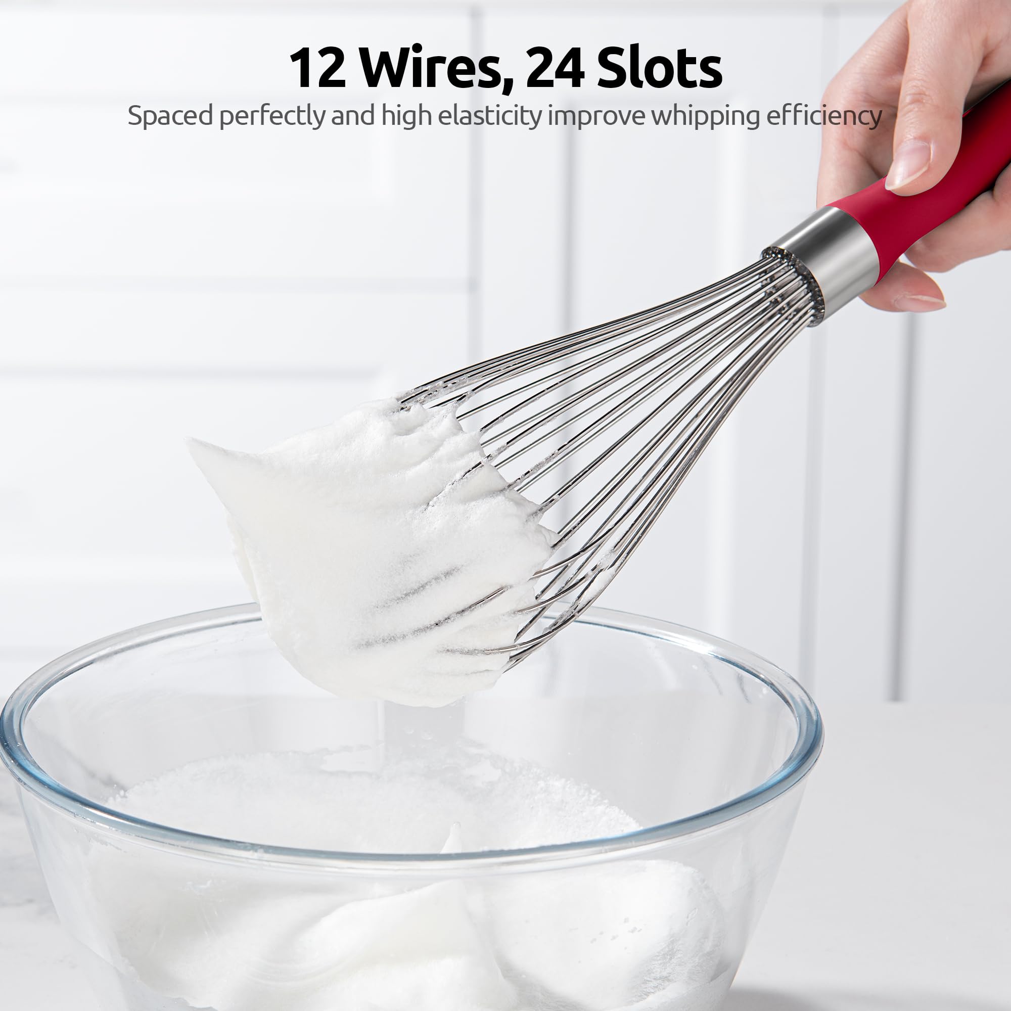 U-Taste silicone handle provides non-slip grip even with wet hands
