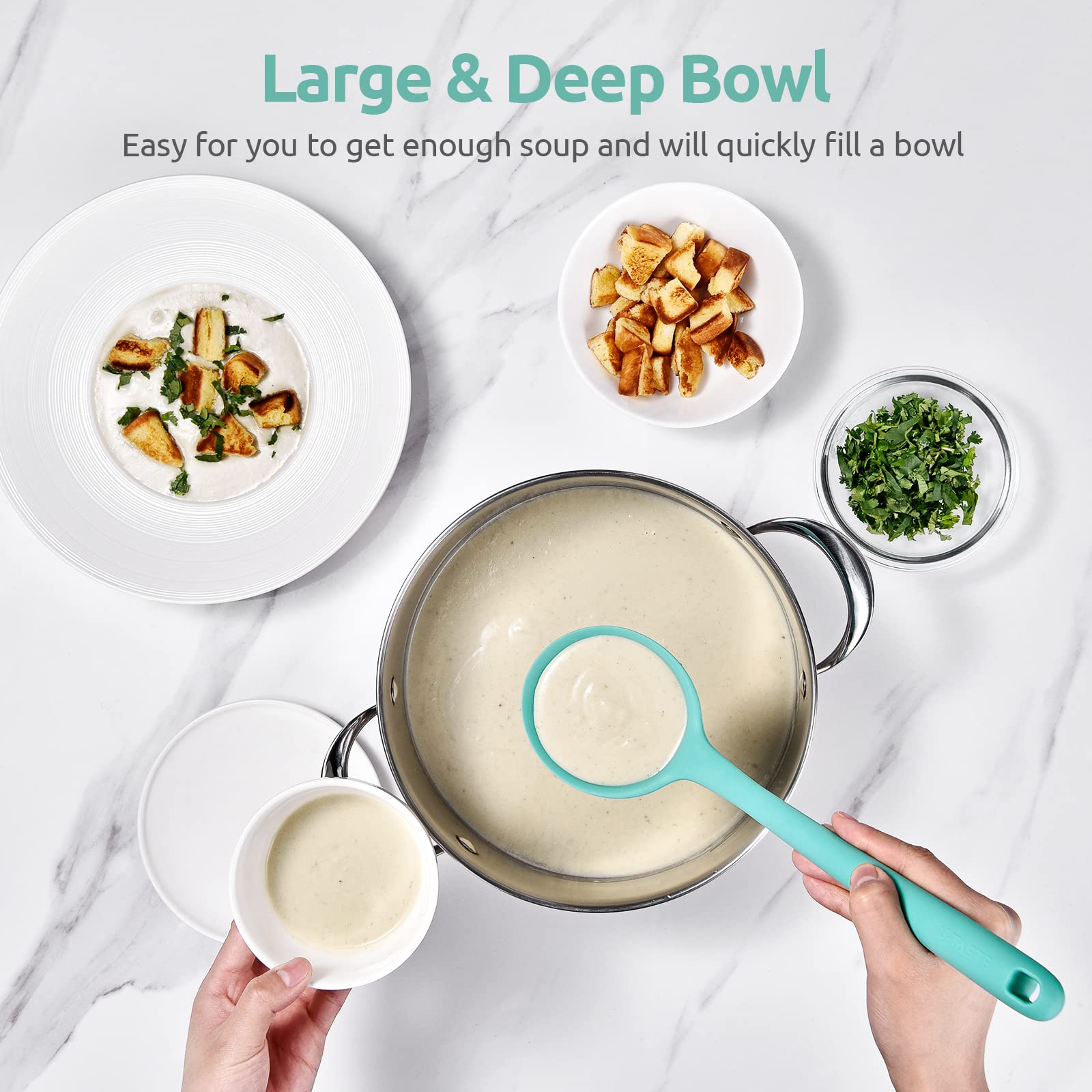 U-Taste deep bowl design helps capture more soup with each dip.