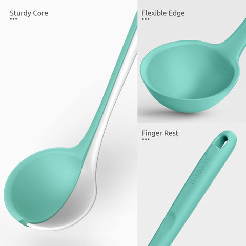 U-Taste dishwasher-safe silicone ladle for quick cleanup after meals.