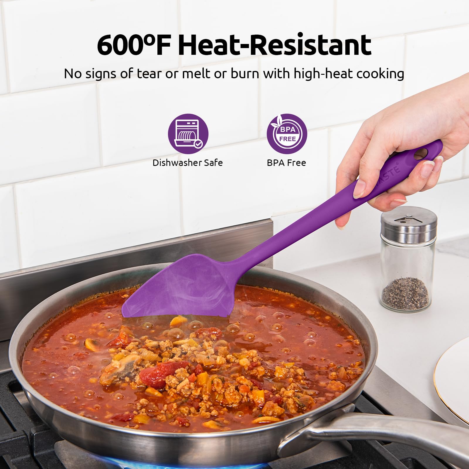 U-Taste dishwasher-safe spatula with soft-grip handle for comfortable use.