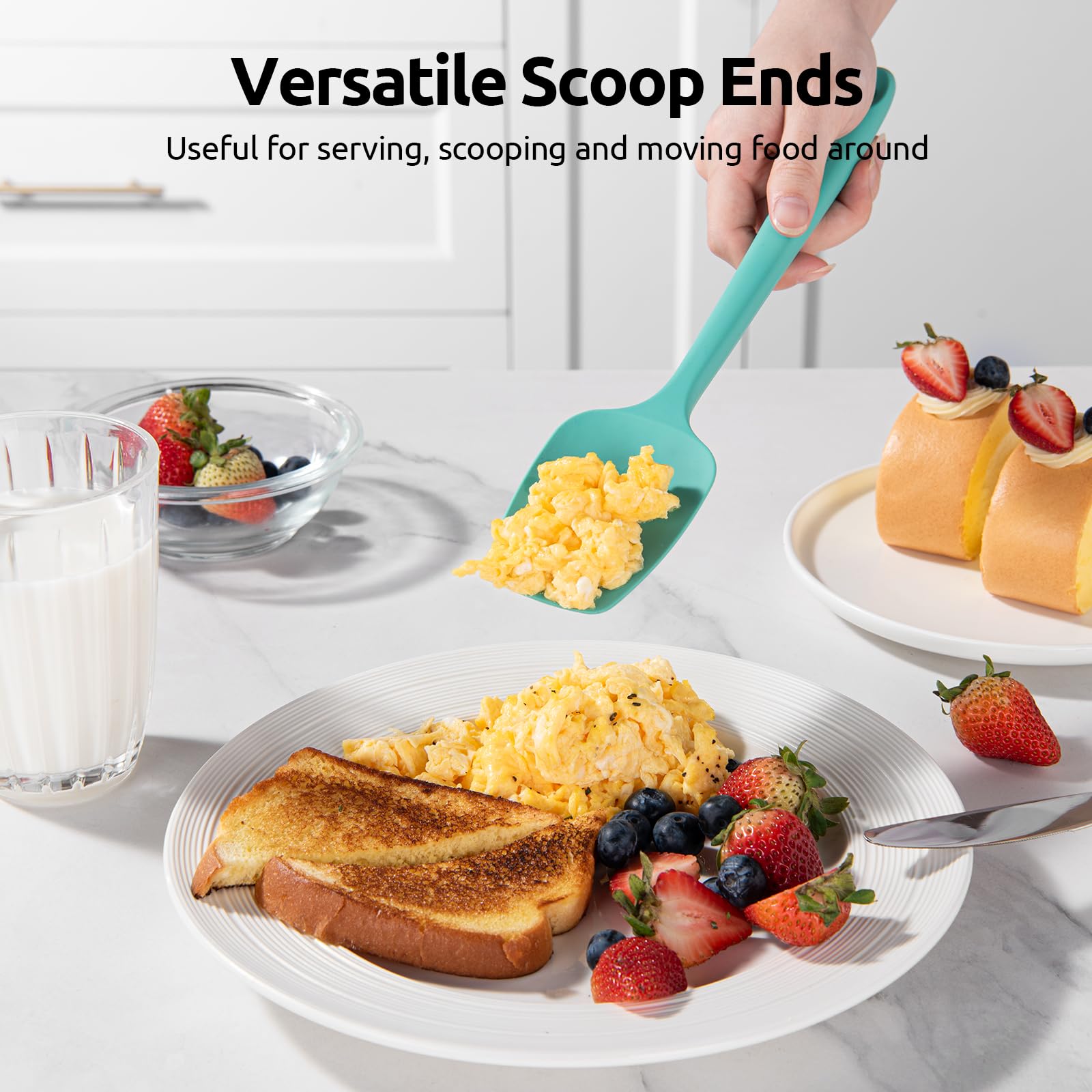 U-Taste ergonomic non-slip handle spatula for secure stirring.