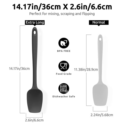 U-Taste extra-long spoonula handle reaches deep pots without burns.
