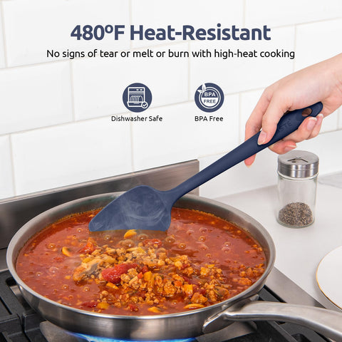 U-Taste flexible spatula reaches bowl corners for thorough scraping