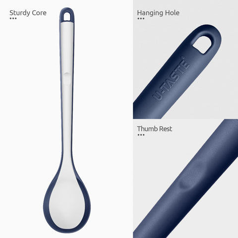 U-Taste balanced spoon head blends flexibility with stiffness for tough stirring.
