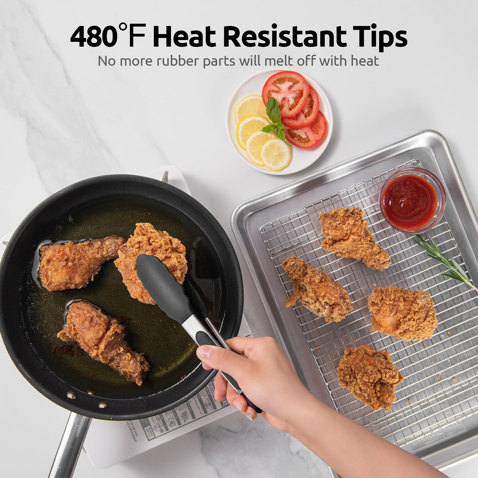 U-Taste tong with stainless steel handle delivering a durable, non-slip grip