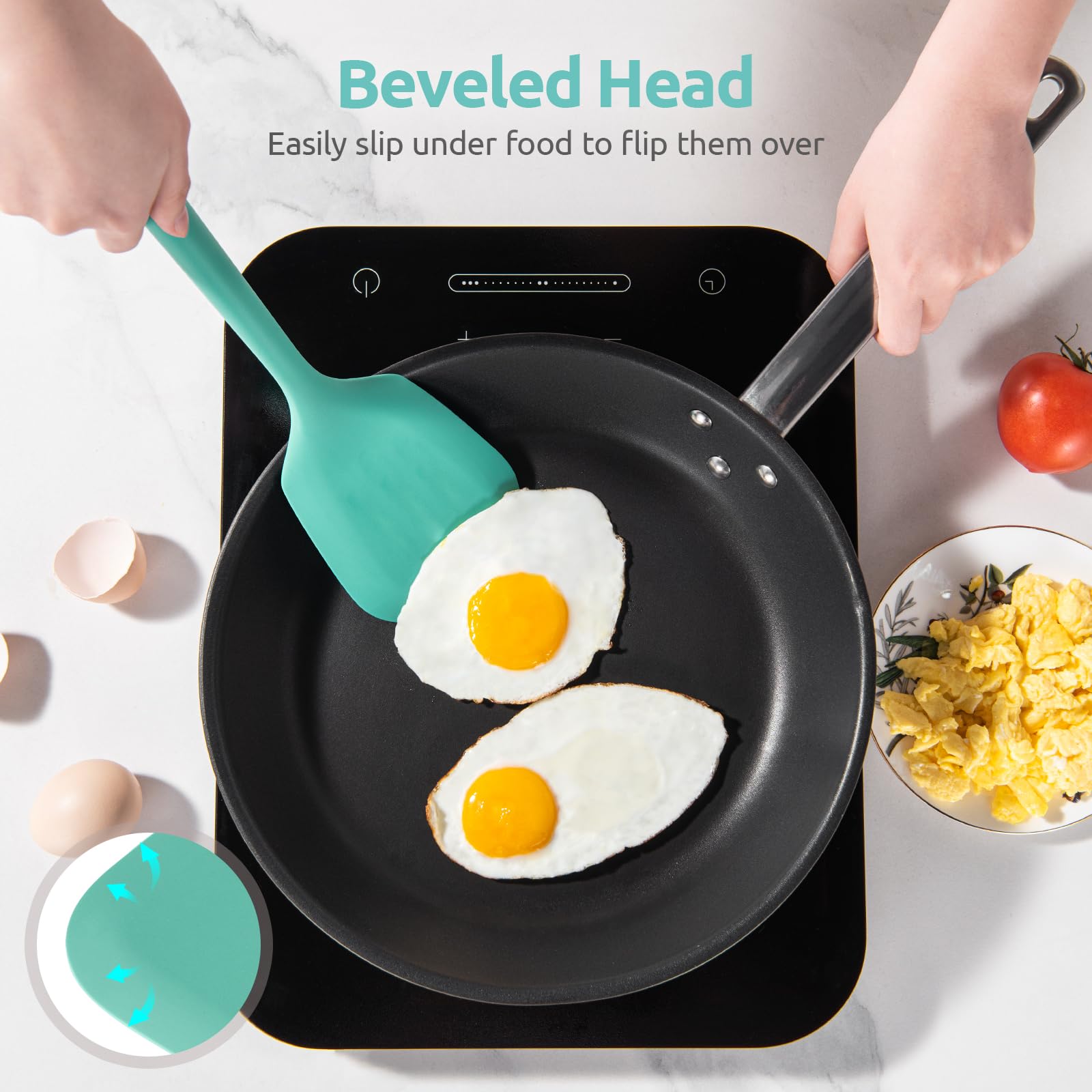 U-Taste Aqua Sky dishwasher-safe silicone turner for easy cleaning.