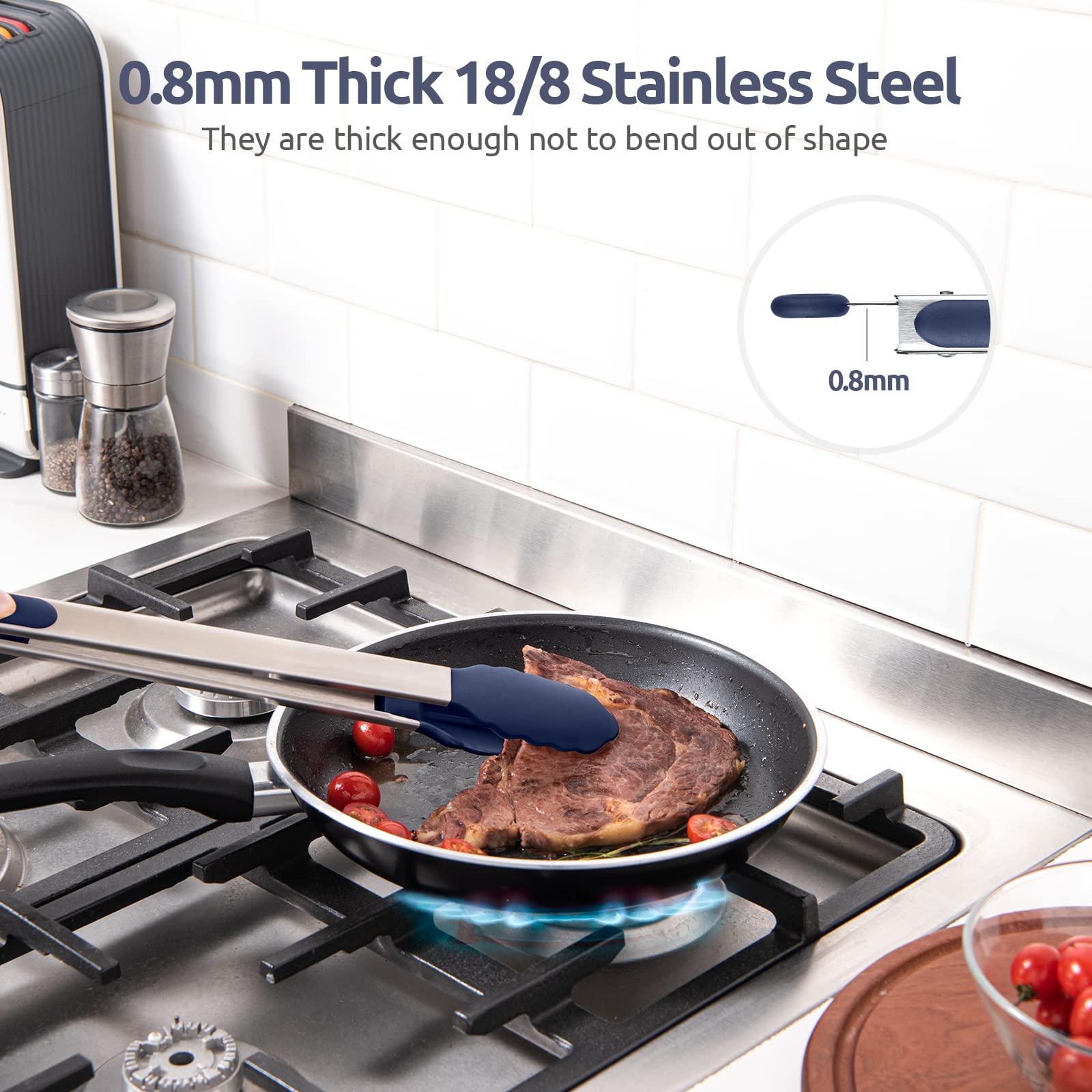 Long 16-inch tongs from U-Taste designed for grilling and keeping hands away from heat.