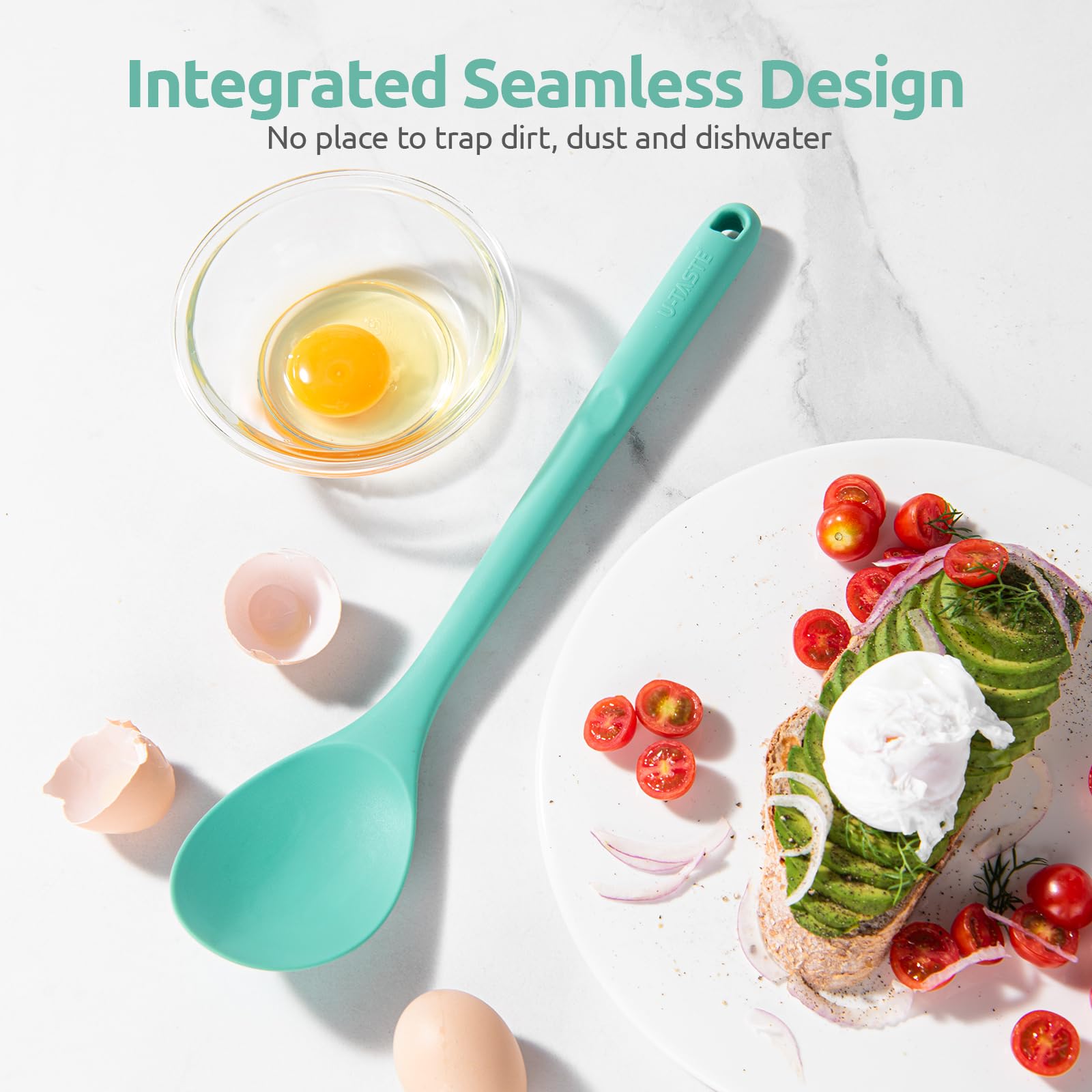 U-Taste long handle keeps your hand safely away from heat during cooking.