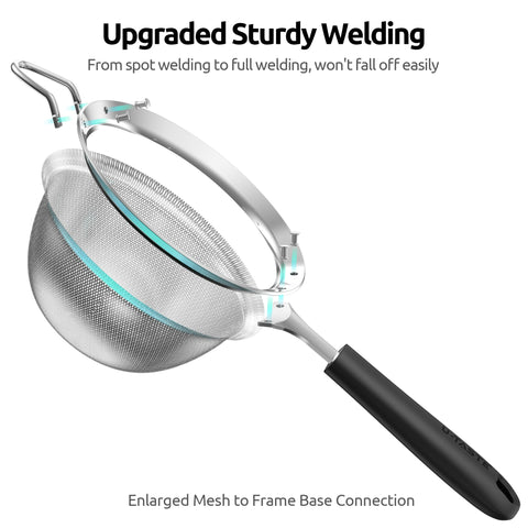 U-Taste medium strainer designed for flour, rice, quinoa, and berries.