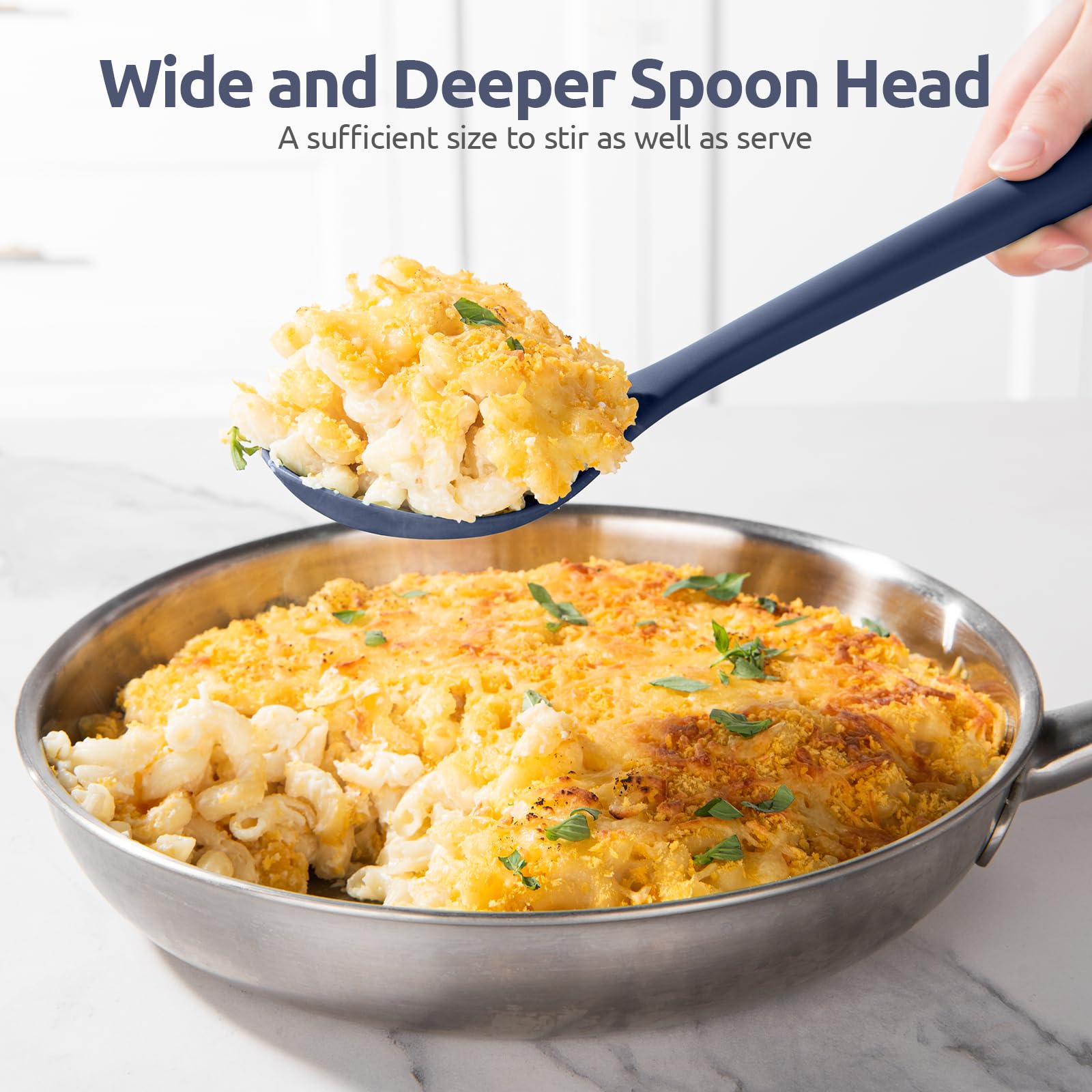 U-Taste nonstick-friendly spoon protects coatings while stirring and sautéing.