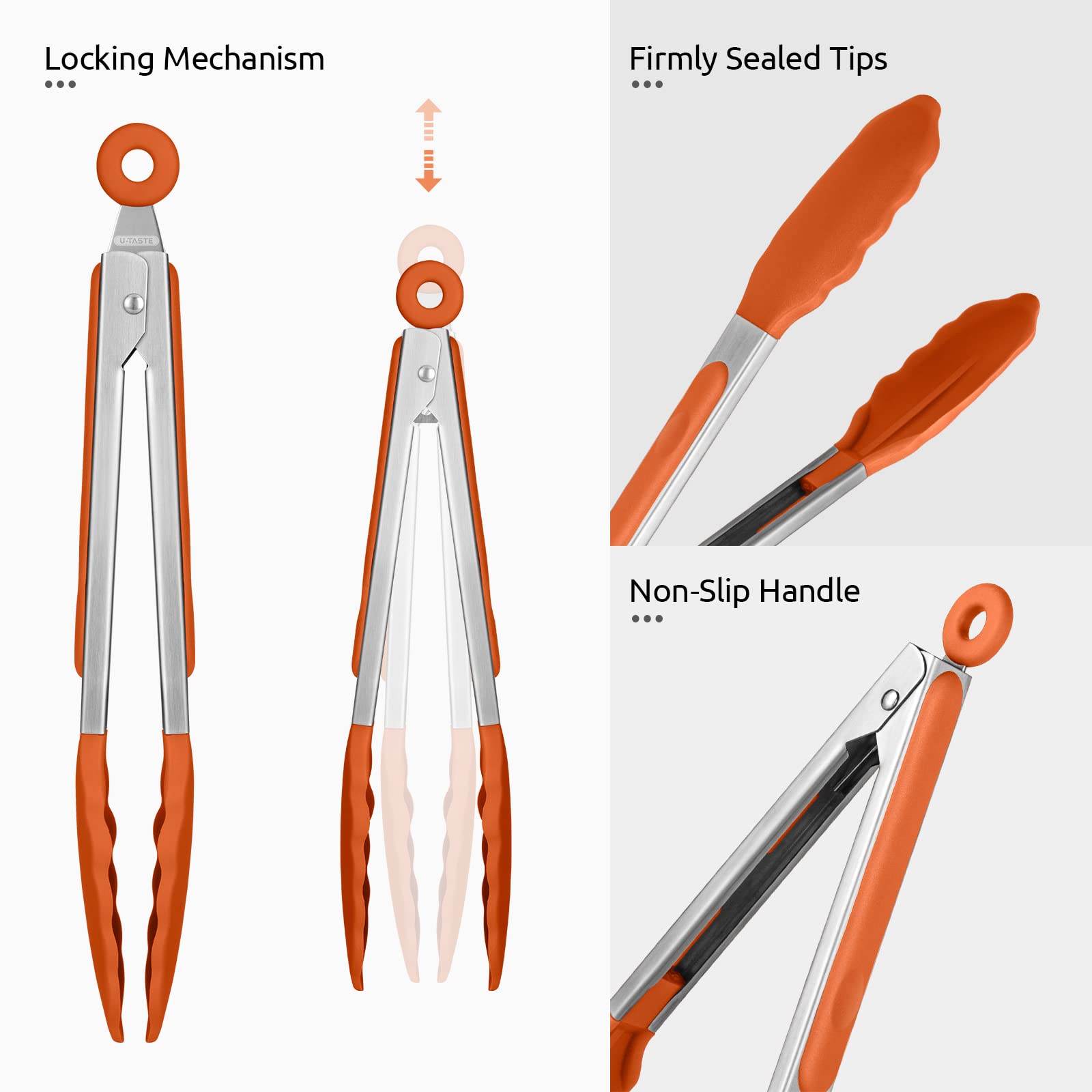 U-Taste silicone tips prevent scratching on nonstick cookware.