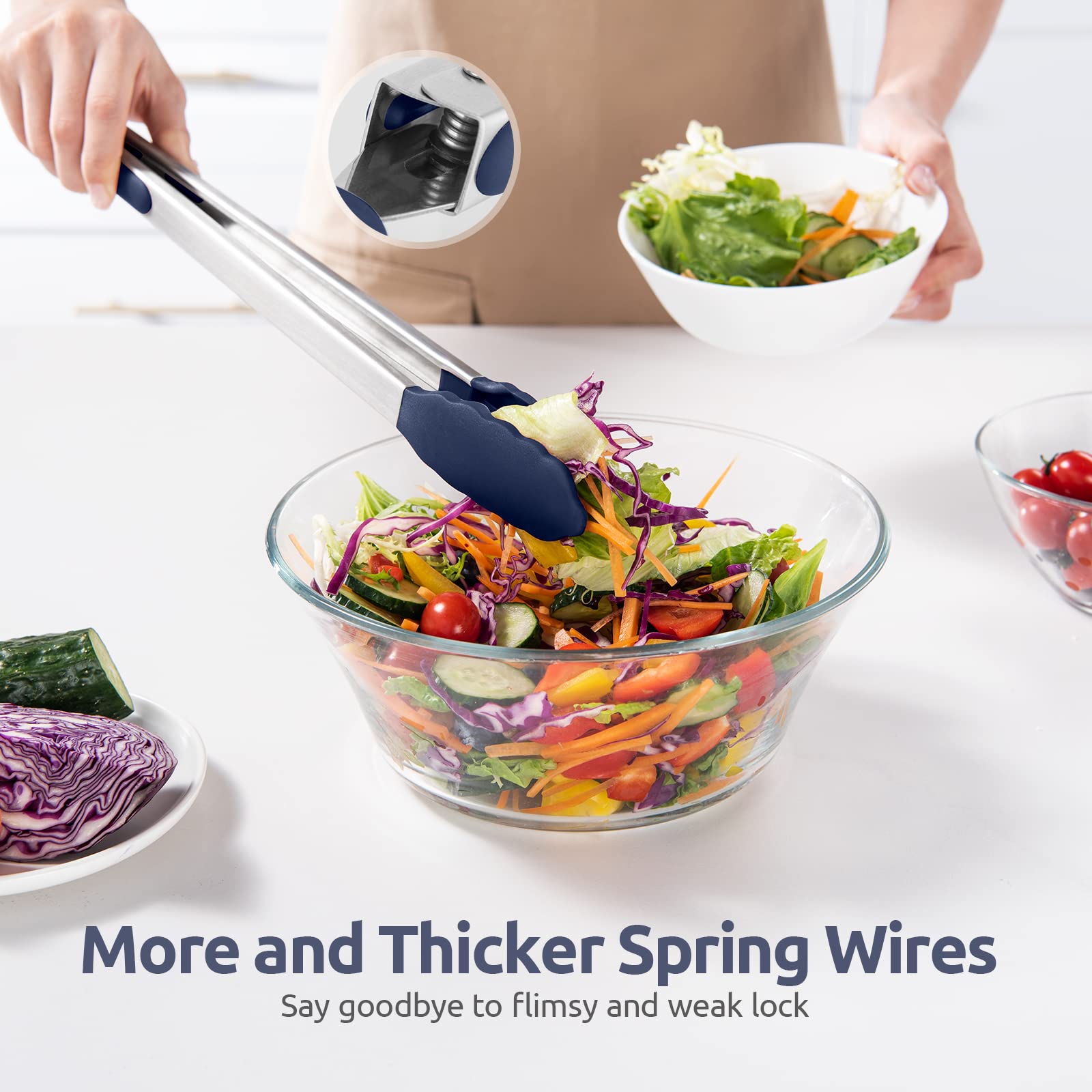 U-Taste silicone tips protect nonstick pans while flipping delicate foods.