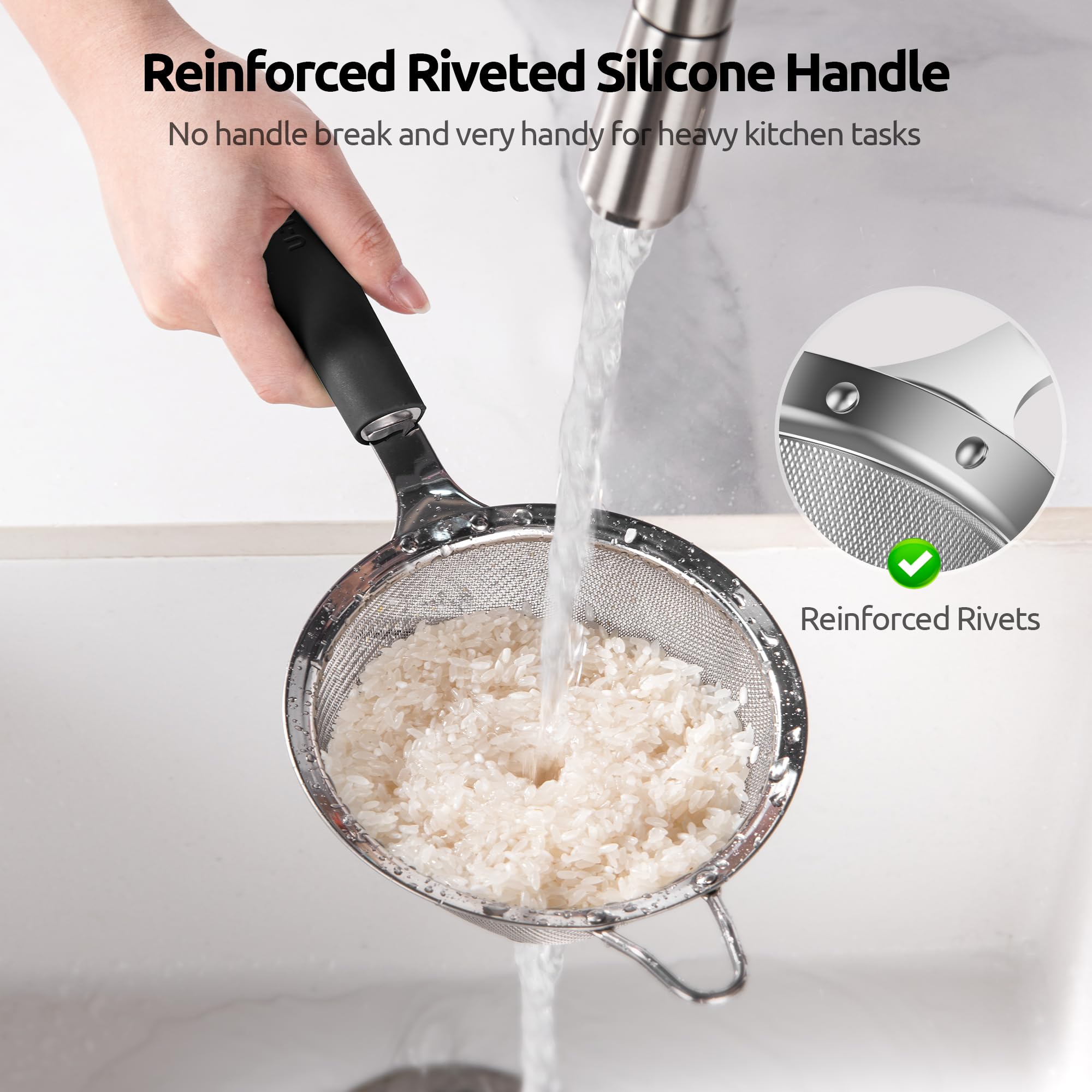 U-Taste riveted handle with silicone wrap provides comfortable non-slip use.