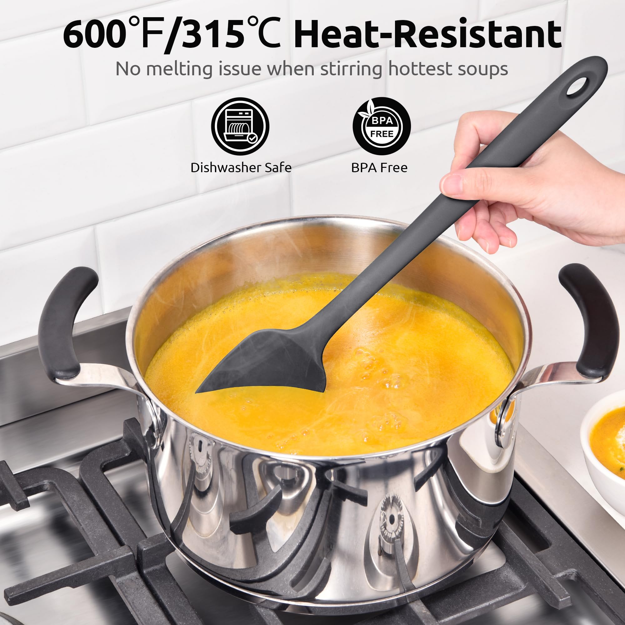U-Taste non-stick silicone head protects pans from scratches.