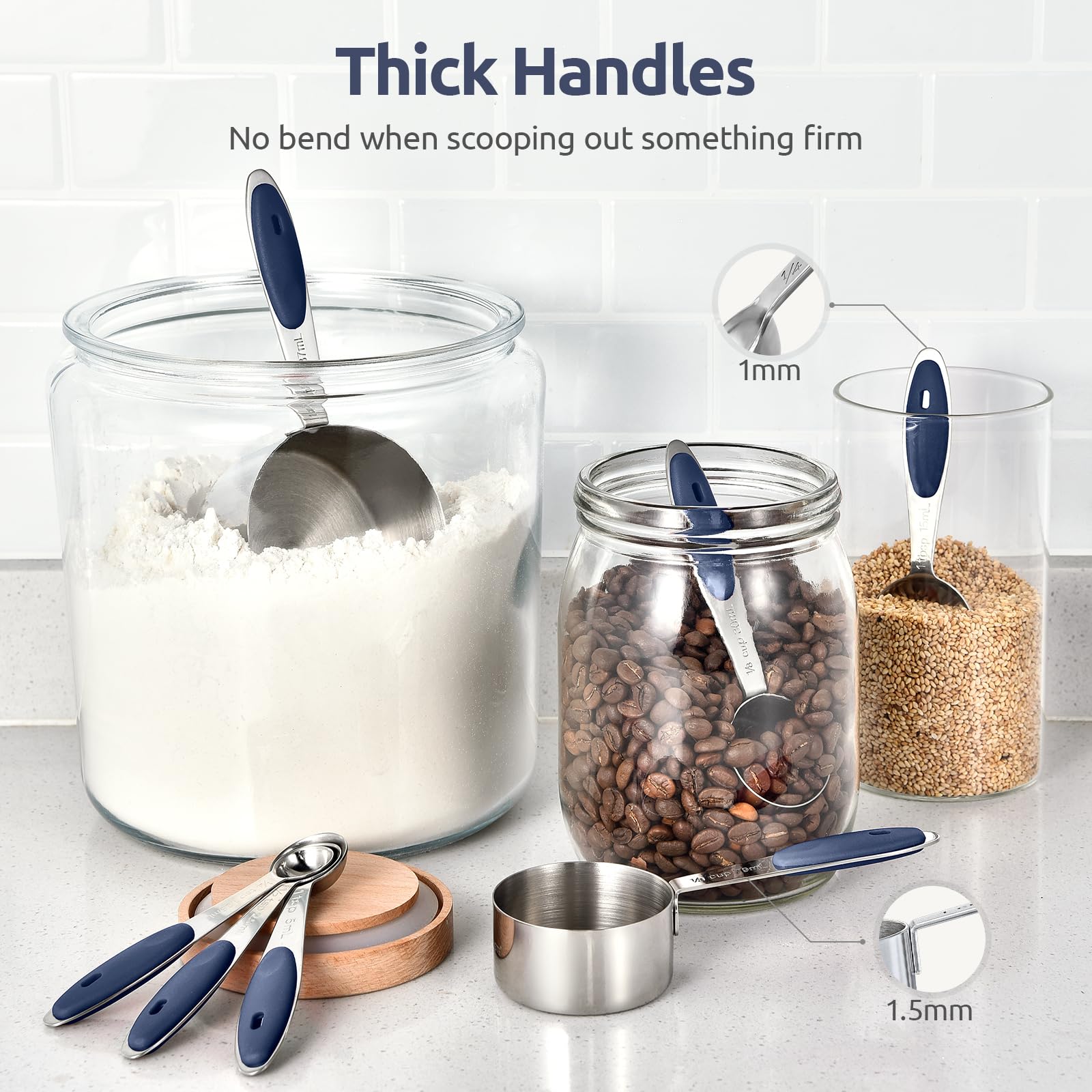 Silicone-padded handles provide grip and heat insulation for hot ingredients.