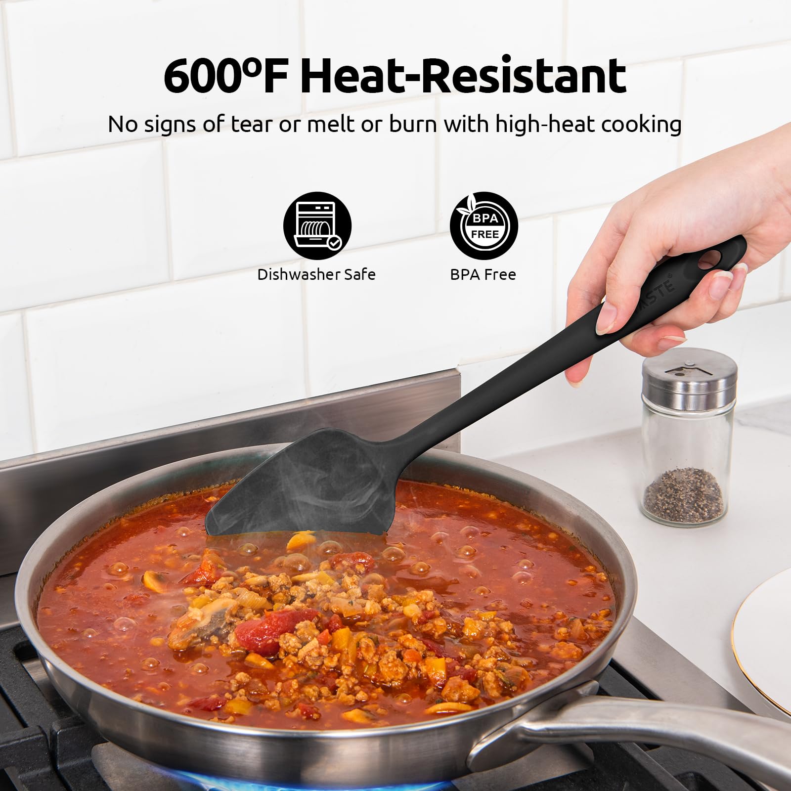U-Taste large silicone spatula ready for bowl scraping