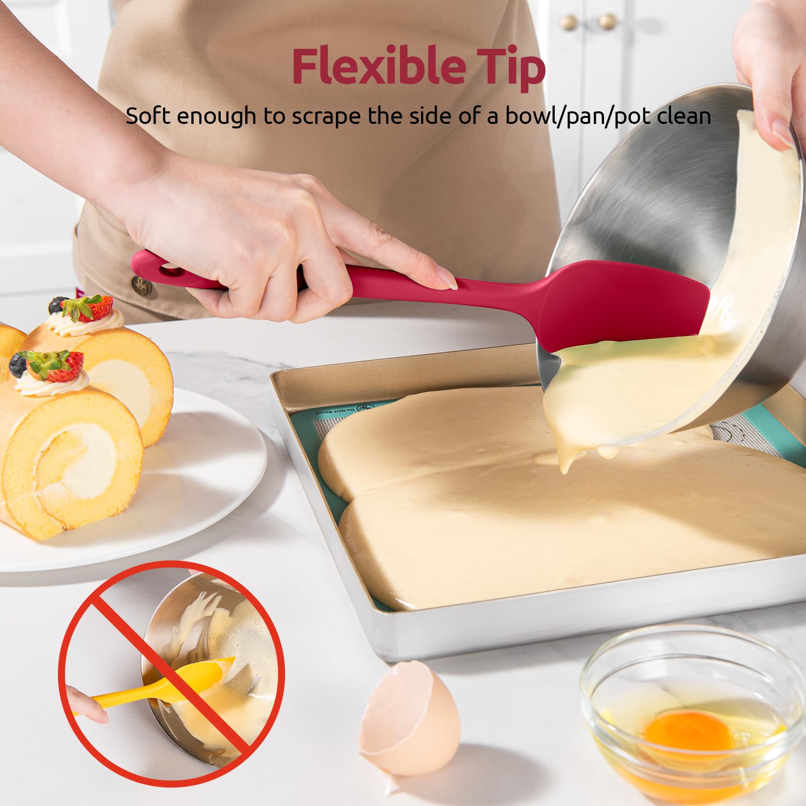 U-Taste red mini spatula fits tight spaces and jars