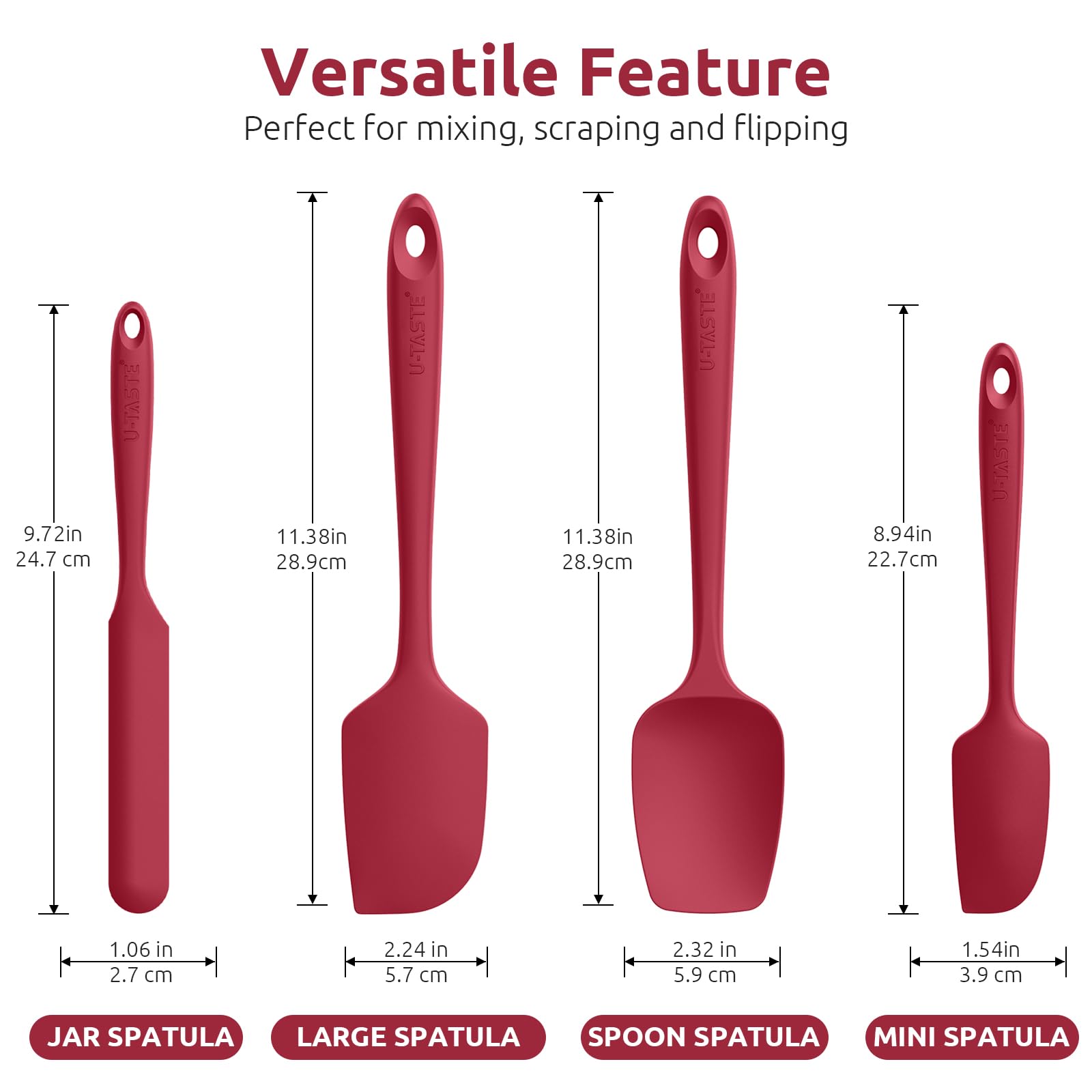 U-Taste red spoon for smooth batter mixing and prep