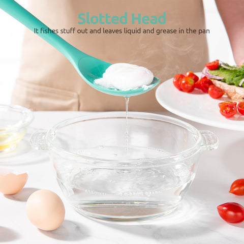 U-Taste silicone spoon scraping edges protect non-stick surfaces.