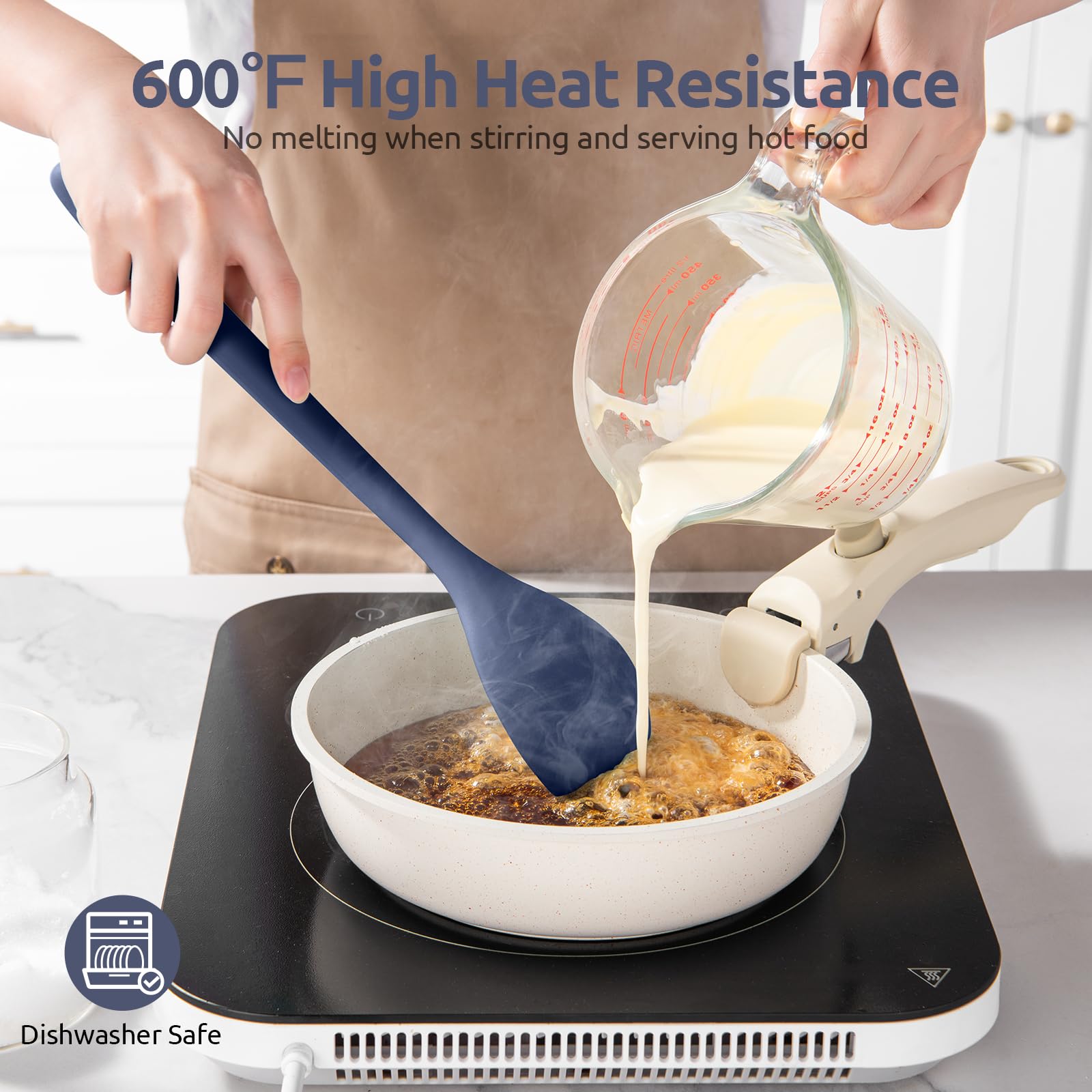 U-Taste solid spoon with silicone tip protects nonstick cookware.