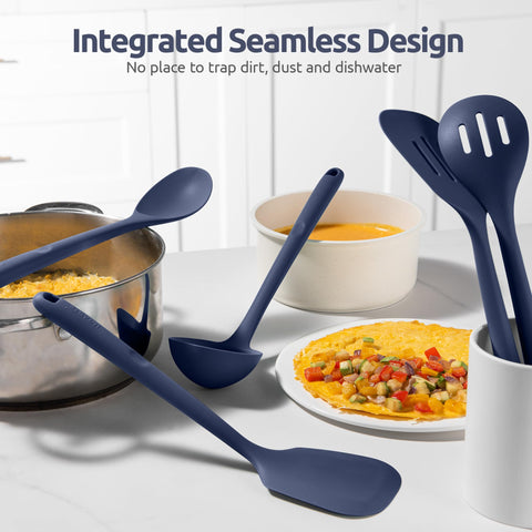 U-Taste silicone utensil set dishwasher-safe for easy cleanup.
